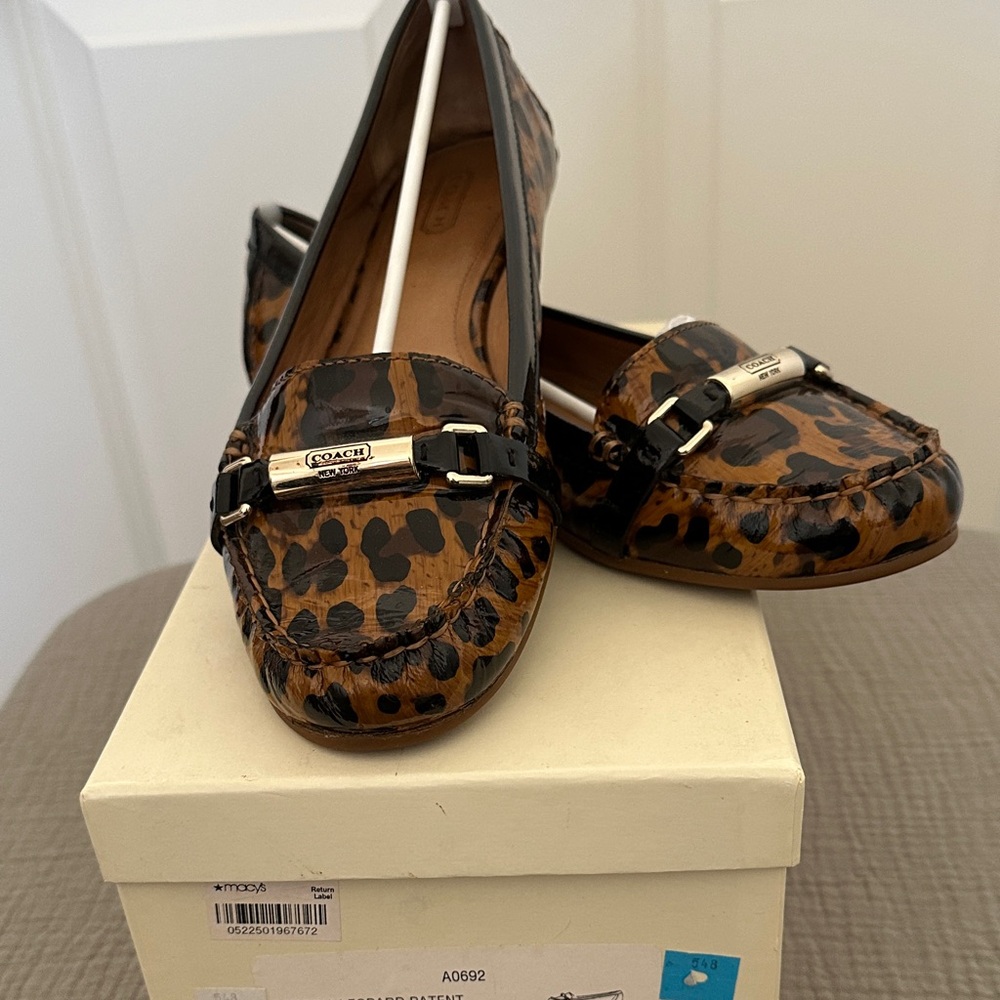 Coach Brown and Black Leopard Loafers
